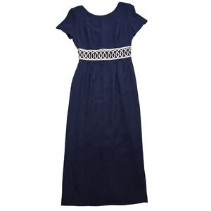 Vintage Donna Morgan Navy Blue Maxi Dress Evening Gown Party Cocktail